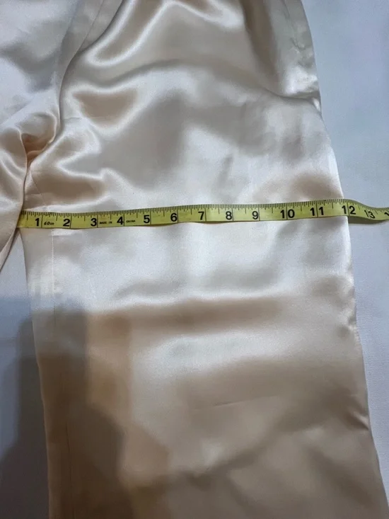 Lauren Ralph Lauren 100% Silk Ivory Satin Wide Leg Dress Pants Petite - Picture 14 of 15